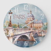 Beautiful Watercolor of Paris Large Clock (Front)