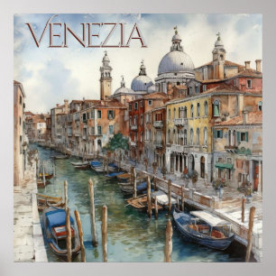 Beautiful Watercolor of Venice Travel Poster
