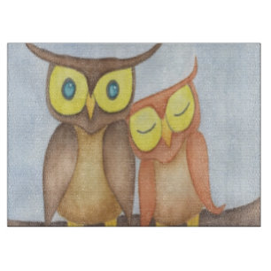 Beautiful Watercolor Owl Lovers Cutting Board