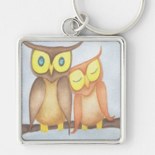 Beautiful Watercolor Owl Lovers Key Ring