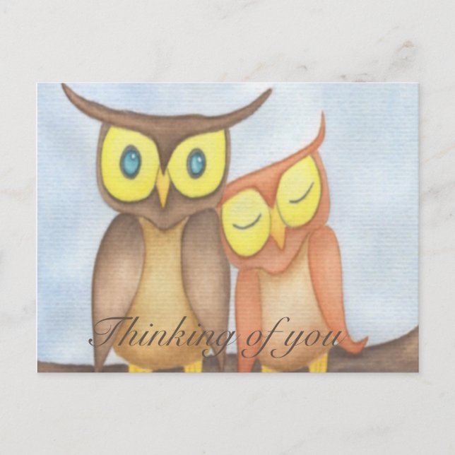 Beautiful Watercolor Owl Lovers Postcard (Front)