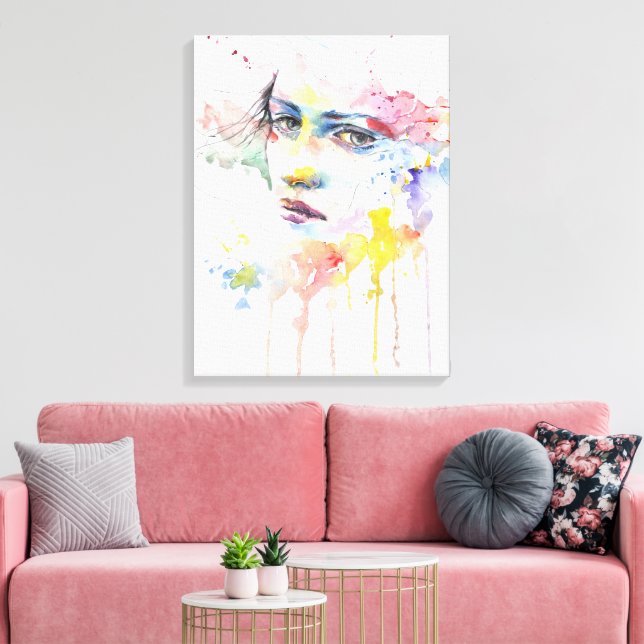 Beautiful Watercolor Painting of a Women on Canvas Print (Insitu(LivingRoom))