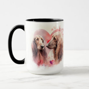 BEAUTIFUL WATERCOLOR PAIR OF AFGHAN HOUND DOGS MUG