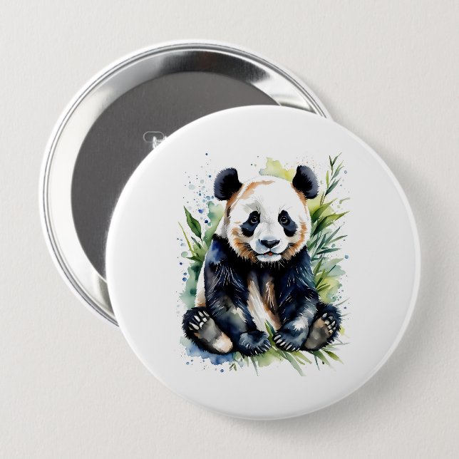 Beautiful Watercolor Panda Bear  10 Cm Round Badge (Front & Back)