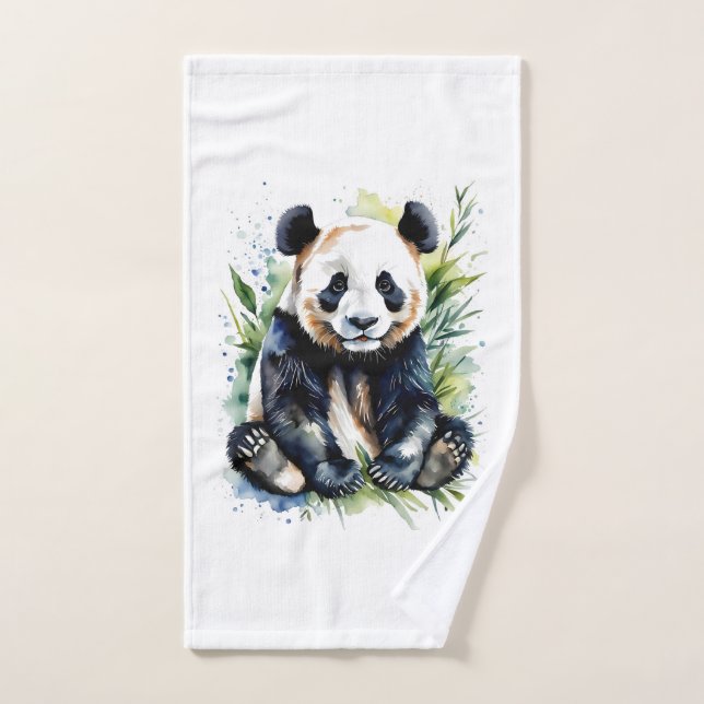 Beautiful Watercolor Panda Bear  Bath Towel Set (Hand Towel)