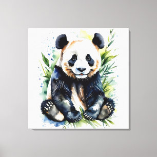 Beautiful Watercolor Panda Bear Canvas Print