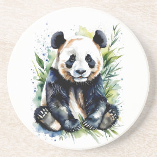 Beautiful Watercolor Panda Bear Coaster