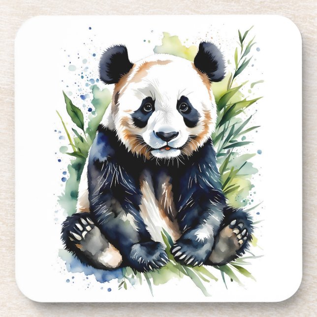Beautiful Watercolor Panda Bear  Coaster (Front)