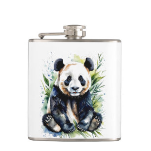 Beautiful Watercolor Panda Bear Hip Flask