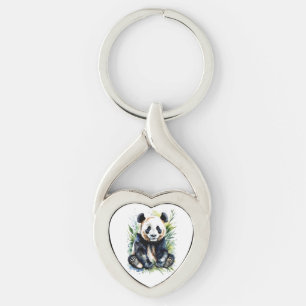 Beautiful Watercolor Panda Bear  Key Ring