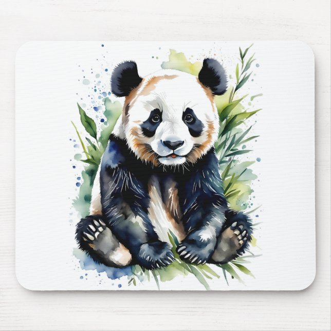 Beautiful Watercolor Panda Bear  Mouse Mat (Front)