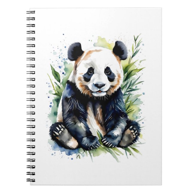 Beautiful Watercolor Panda Bear  Notebook (Front)