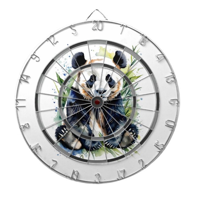 Beautiful Watercolor Panda Bear Regulation Dartboard (Front)