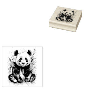 Beautiful Watercolor Panda Bear Rubber Stamp