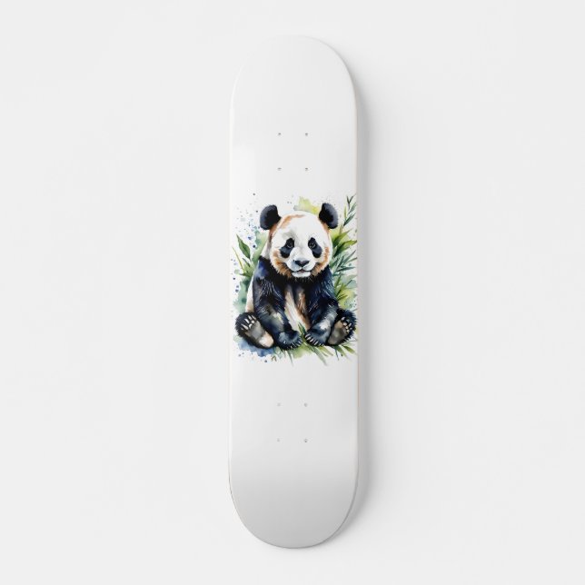 Beautiful Watercolor Panda Bear  Skateboard (Front)