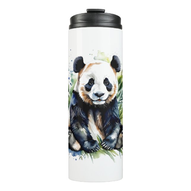 Beautiful Watercolor Panda Bear  Thermal Tumbler (Front)