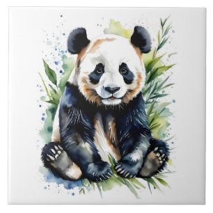 Beautiful Watercolor Panda Bear  Tile
