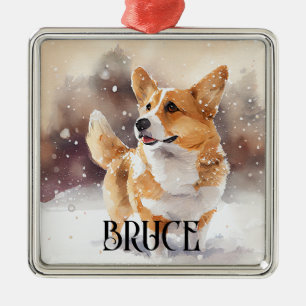 BEAUTIFUL WATERCOLOR PEMBROKE WELSH CORGI DOG METAL TREE DECORATION