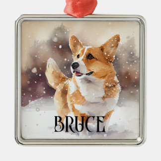 BEAUTIFUL WATERCOLOR PEMBROKE WELSH CORGI DOG METAL TREE DECORATION