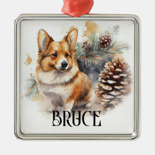 BEAUTIFUL WATERCOLOR PEMBROKE WELSH CORGI DOG METAL TREE DECORATION