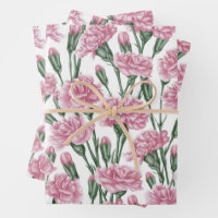 Beautiful Watercolor Pink Carnation Flowers