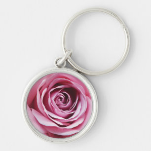 Beautiful watercolor pink rose flower key ring