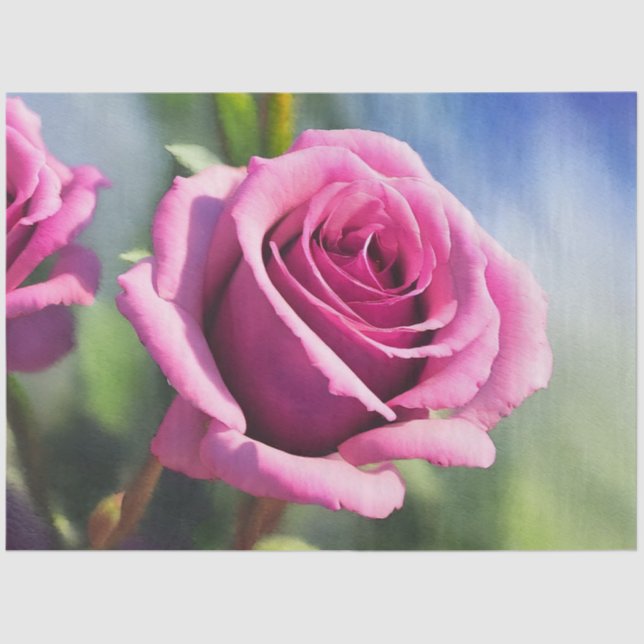 Beautiful Watercolor Pink Rose Modern Collection Tissue Paper (Front)