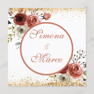 Beautiful Watercolor Pinkish Gold Square Wedding Invitation