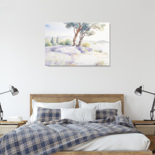 Beautiful Watercolor Provence Landscape Canvas Print