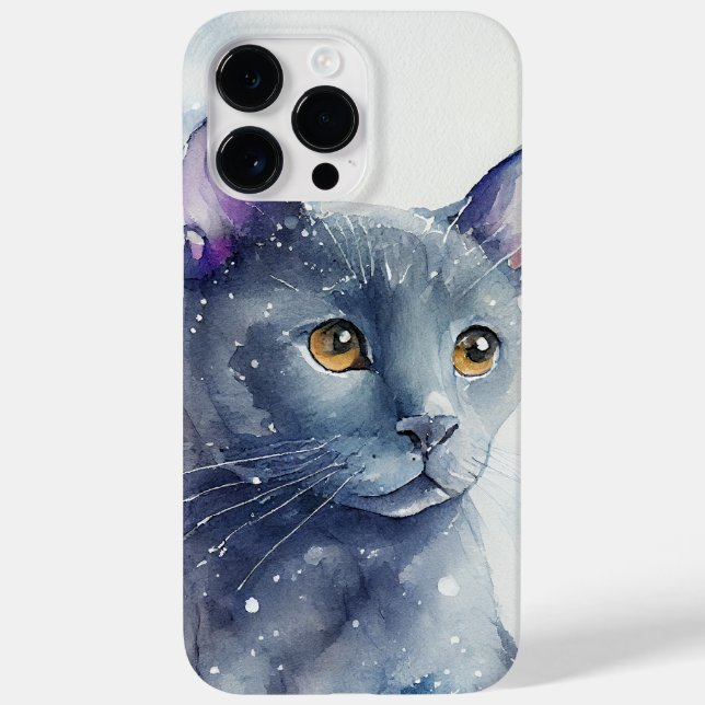 BEAUTIFUL WATERCOLOR RUSSIAN BLUE CAT Case-Mate iPhone CASE (Back)