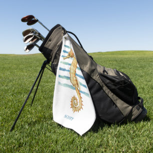 Beautiful Watercolor Seahorse, Custom Golf Towel