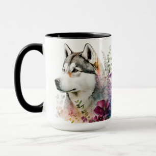 BEAUTIFUL WATERCOLOR SIBERIAN HUSKY DOG MUG
