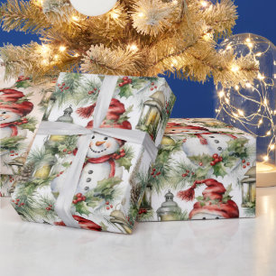 Beautiful Watercolor Snowman Christmas Wrapping Paper