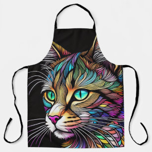 Beautiful Watercolor Stained Glass Cat Apron