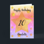 Beautiful Watercolor Stars 10th Birthday Card<br><div class="desc">A pretty watercolor stars 10th birthday card that features an array of yellow stars on the front with a pretty array of colours on the background. This personalised 10th birthday card for daughter,  granddaughter,  niece and more would make a wonderful card keepsake for her.</div>