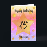 Beautiful Watercolor Stars 15th Birthday Card<br><div class="desc">A pretty watercolor 15th birthday card that features an array of yellow gold stars on the front with a pretty array of colours on the background. Please see all photos. This personalised 15th birthday card for daughter,  niece,  granddaughter and more would make a wonderful card keepsake for her.</div>