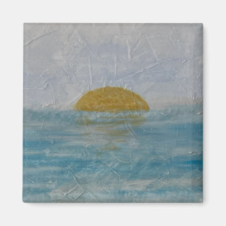 Beautiful Watercolor Sun and Water Square Magnet 