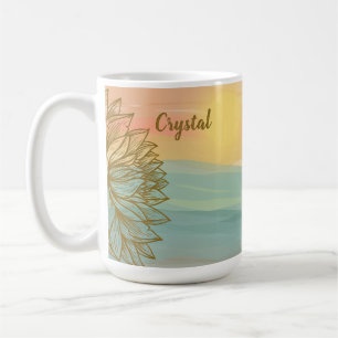 Beautiful Watercolor Sunset over Flowered Waters Coffee Mug