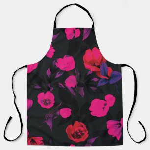 Beautiful watercolor tulip flowers seamless patter apron