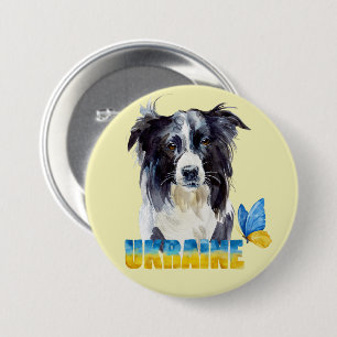 Beautiful Watercolor Ukraine Dog and Butterfly  7.5 Cm Round Badge