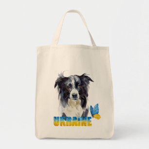 Beautiful Watercolor Ukraine Dog and Butterfly Tote Bag