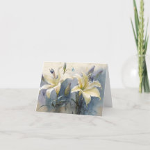 Beautiful Watercolor White Cream Purple Lillies