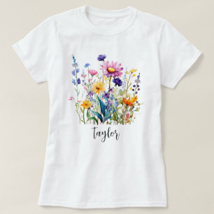 Beautiful Watercolor Wildflower Botanical Garden T-Shirt