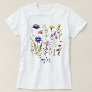 Beautiful Watercolor Wildflower Botanical Garden T-Shirt
