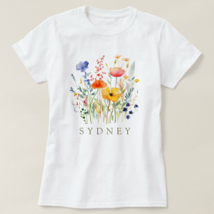 Beautiful Watercolor Wildflower Botanical Garden T-Shirt