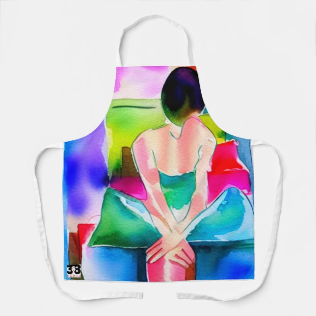 Beautiful Watercolor Woman Apron (Front)