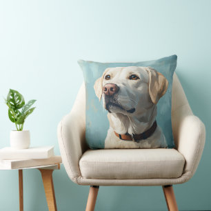 BEAUTIFUL WATERCOLOR YELLOW LABRADOR RETRIEVER DOG CUSHION