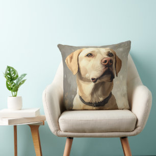 BEAUTIFUL WATERCOLOR YELLOW LABRADOR RETRIEVER DOG CUSHION