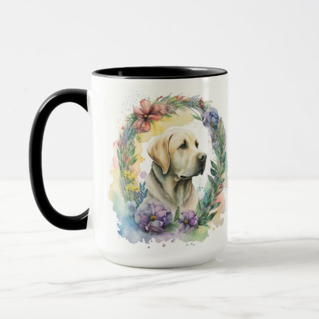 BEAUTIFUL WATERCOLOR YELLOW LABRADOR RETRIEVER DOG MUG (Left)
