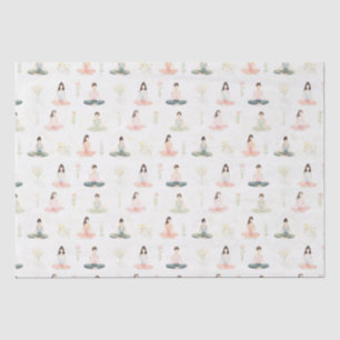 Beautiful Watercolor Yoga Girls Meditating Nature Tissue Paper
